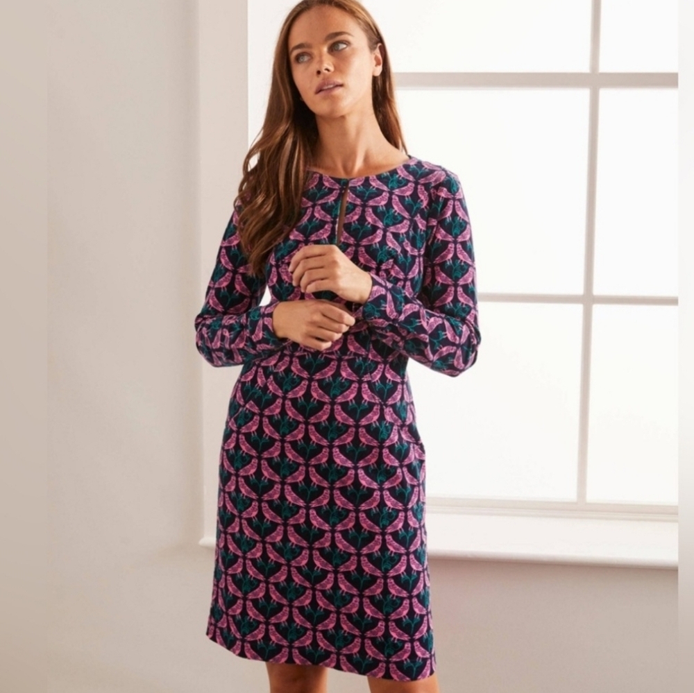 Boden Pink Lovebird Corduroy Dress